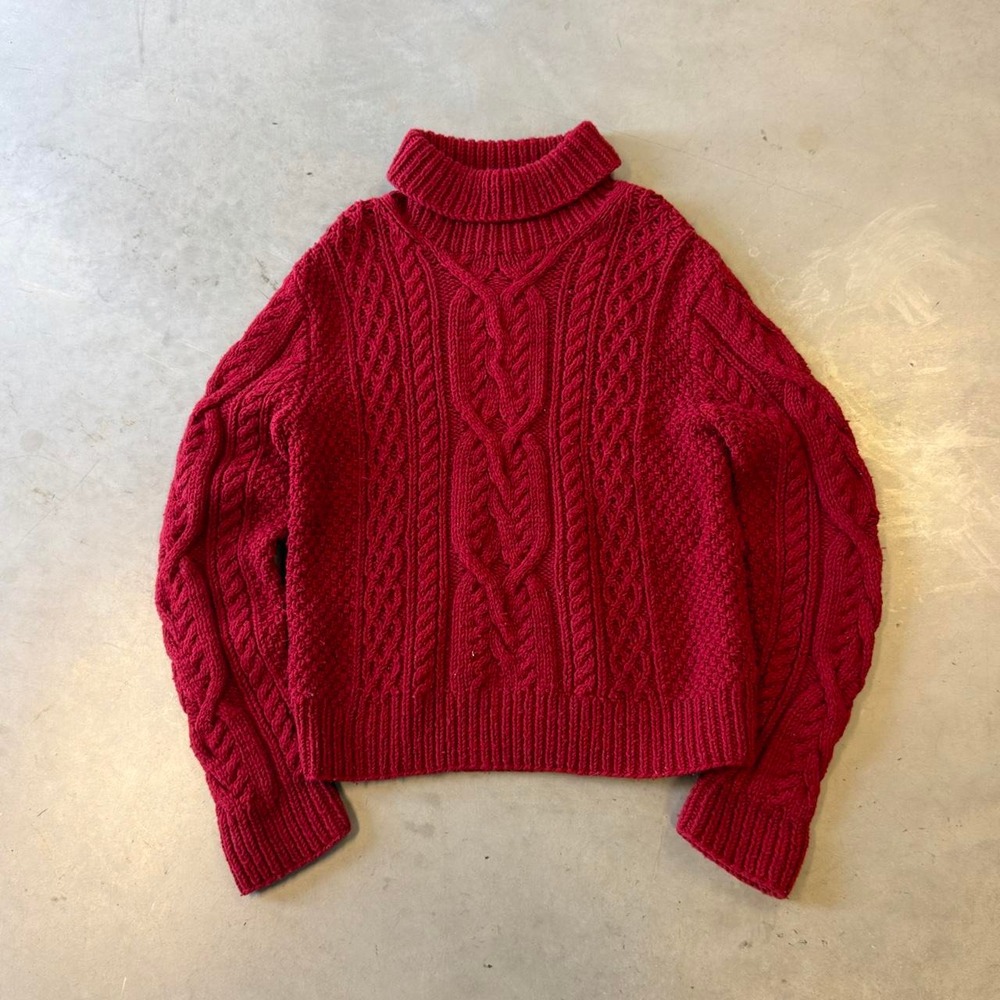 Vintage Lauren Ralph Lauren red cable knit turtle neck pullover sweater